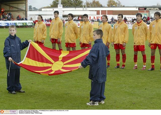 Some kids holding a Macedonian flag, but it won't be child's play for defences tonight